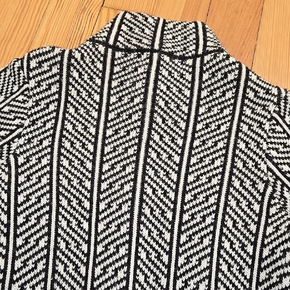 Cocogio Italy Navy White Geometric Knit Coatigan Longline Cardigan Size S - Picture 10 of 16